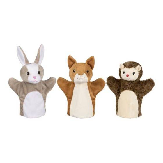 Goki - 3 Marionnettes animaux 24 cm - Ecureuil, lapin et hérisson - Image 1
