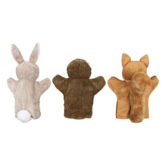 Goki - 3 Marionnettes animaux 24 cm - Ecureuil, lapin et hérisson - Image 2