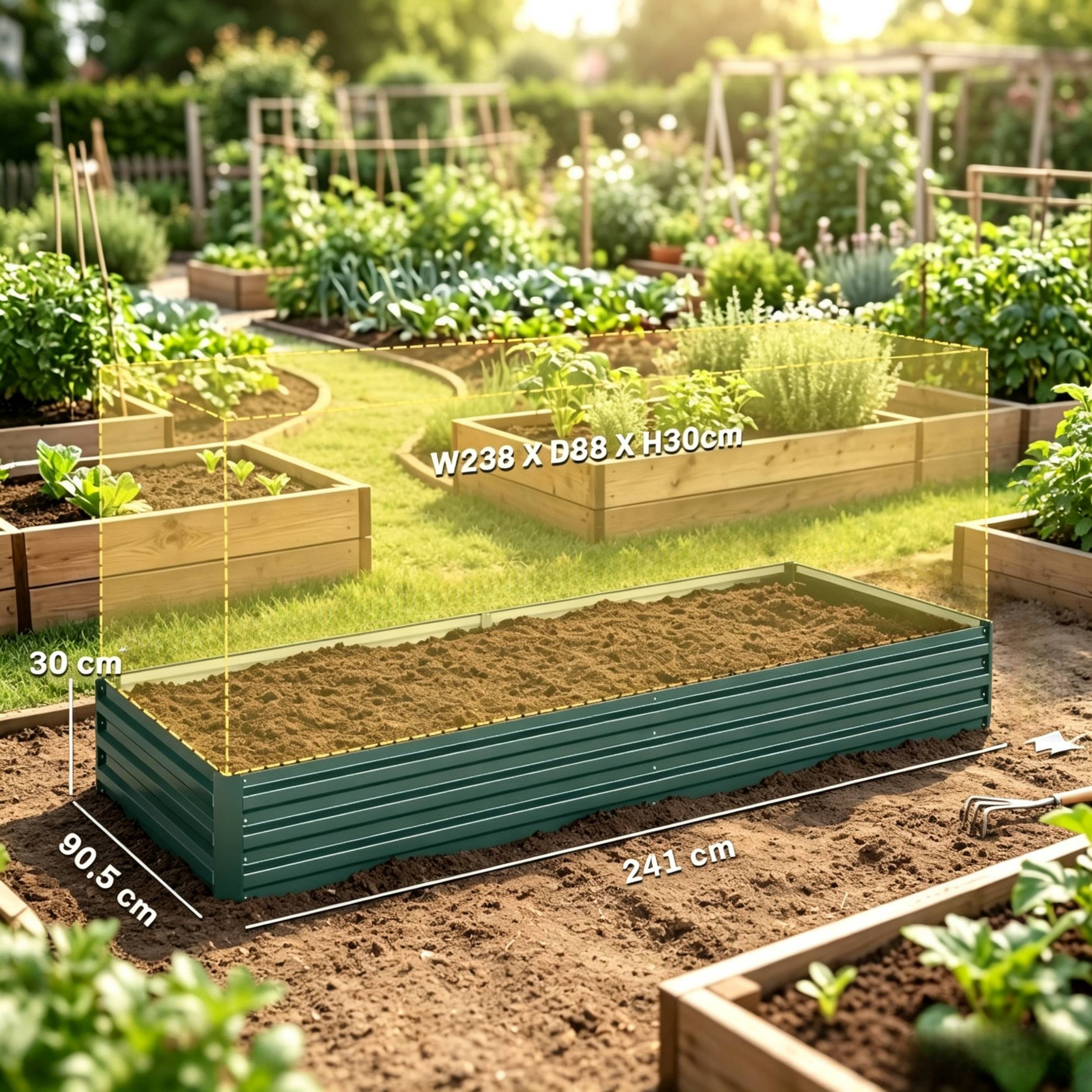 ComfortXL - Potager surélevé acier 241 x 90,5 x 30 cm vert foncé jardin et serre modulable - ComfortXL Outdoor Living - Image 2