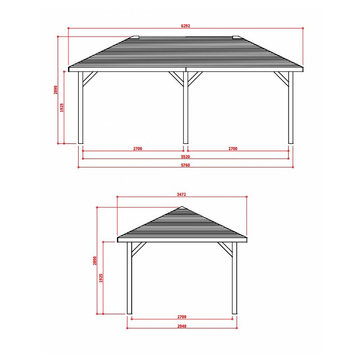 Kiosque en Bois SOLID - Abri de Jardin Maisonnette Chalet 629x347 cm - Image 2