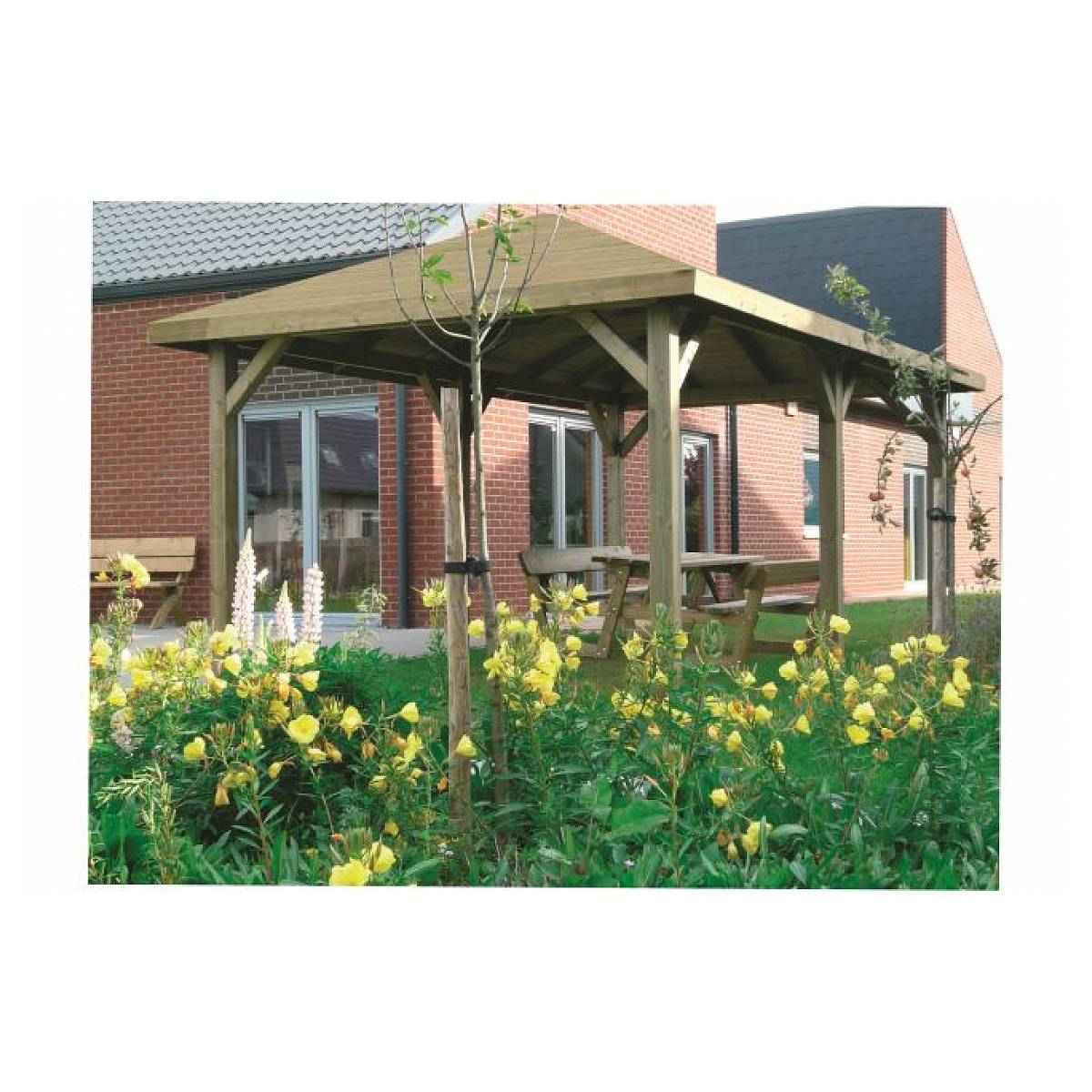 Kiosque en Bois SOLID - Abri de Jardin Maisonnette Chalet 629x347 cm - Image 1