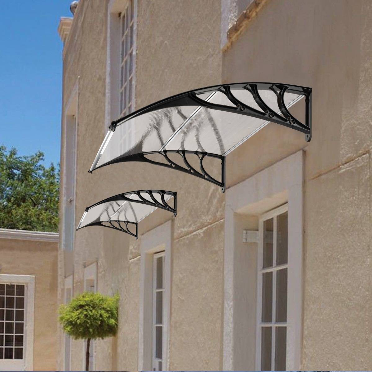 Auvent De Fenêtre Et Porte Polycarbonate Transparent - Marquise Protection Pluie Soleil 40 à 500cm