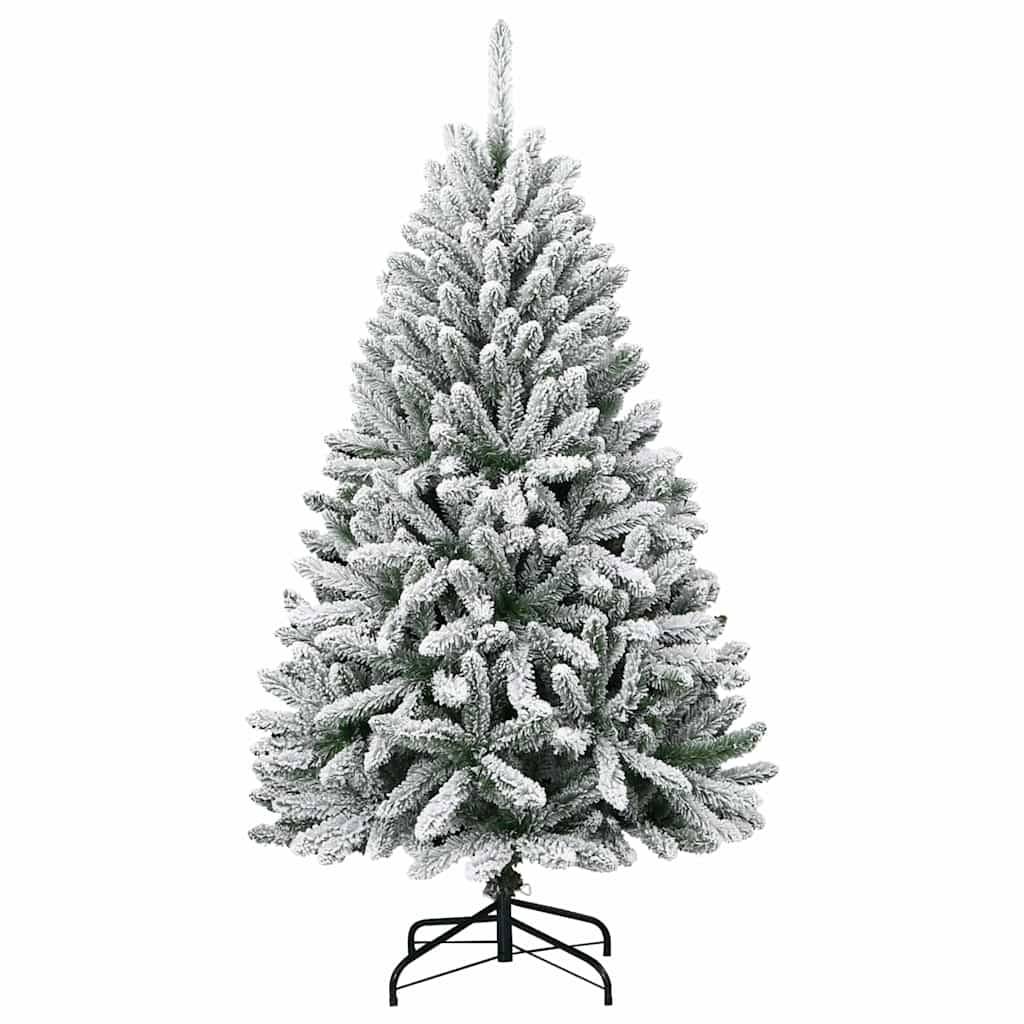 Sapin de Noël | Arbre de Noël artificiel Vert et blanc 120 cm PVC et métal Maison Chic - Image 5