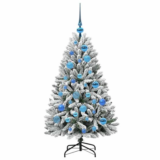 Sapin de Noël | Arbre de Noël artificiel Vert et blanc 120 cm PVC et métal Maison Chic - Image 4