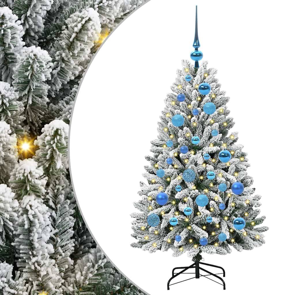Sapin de Noël | Arbre de Noël artificiel Vert et blanc 120 cm PVC et métal Maison Chic - Image 1