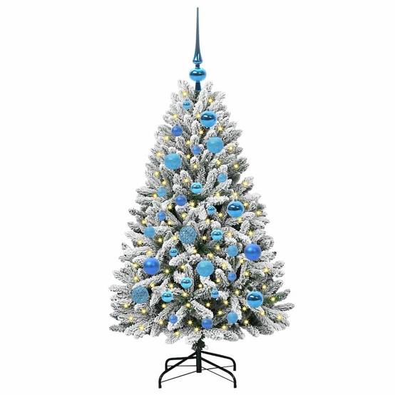 Sapin de Noël | Arbre de Noël artificiel Vert et blanc 120 cm PVC et métal Maison Chic - Image 3