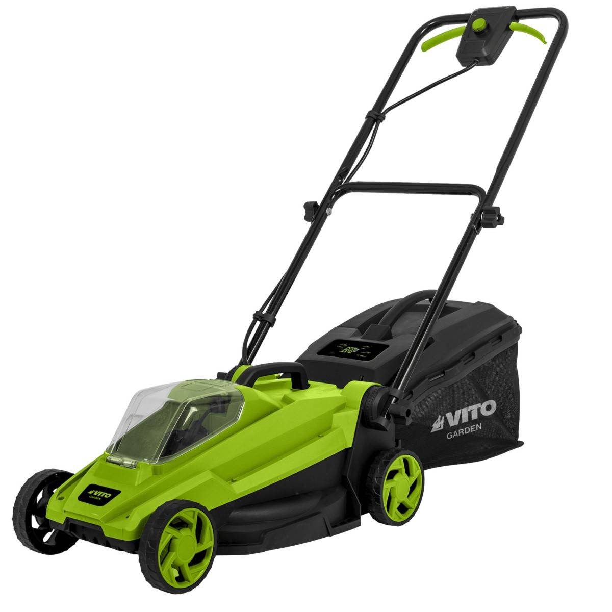 Tondeuse à gazon 20V + 2 Batteries lithium 3.0Ah + Chargeur double Gazon 300m2 - Bac 30L VITO - Image 2