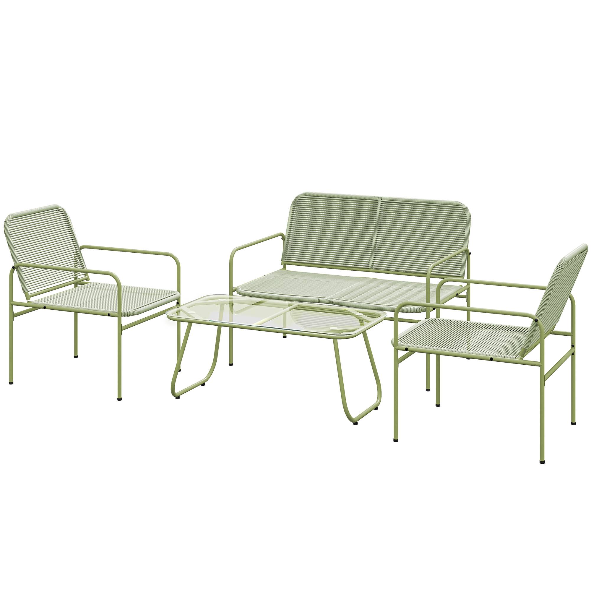 ComfortXL - Salon de jardin 4 places résine tressée Canapé 2 fauteuils et table basse Vert - ComfortXL Outdoor Living - Image 2