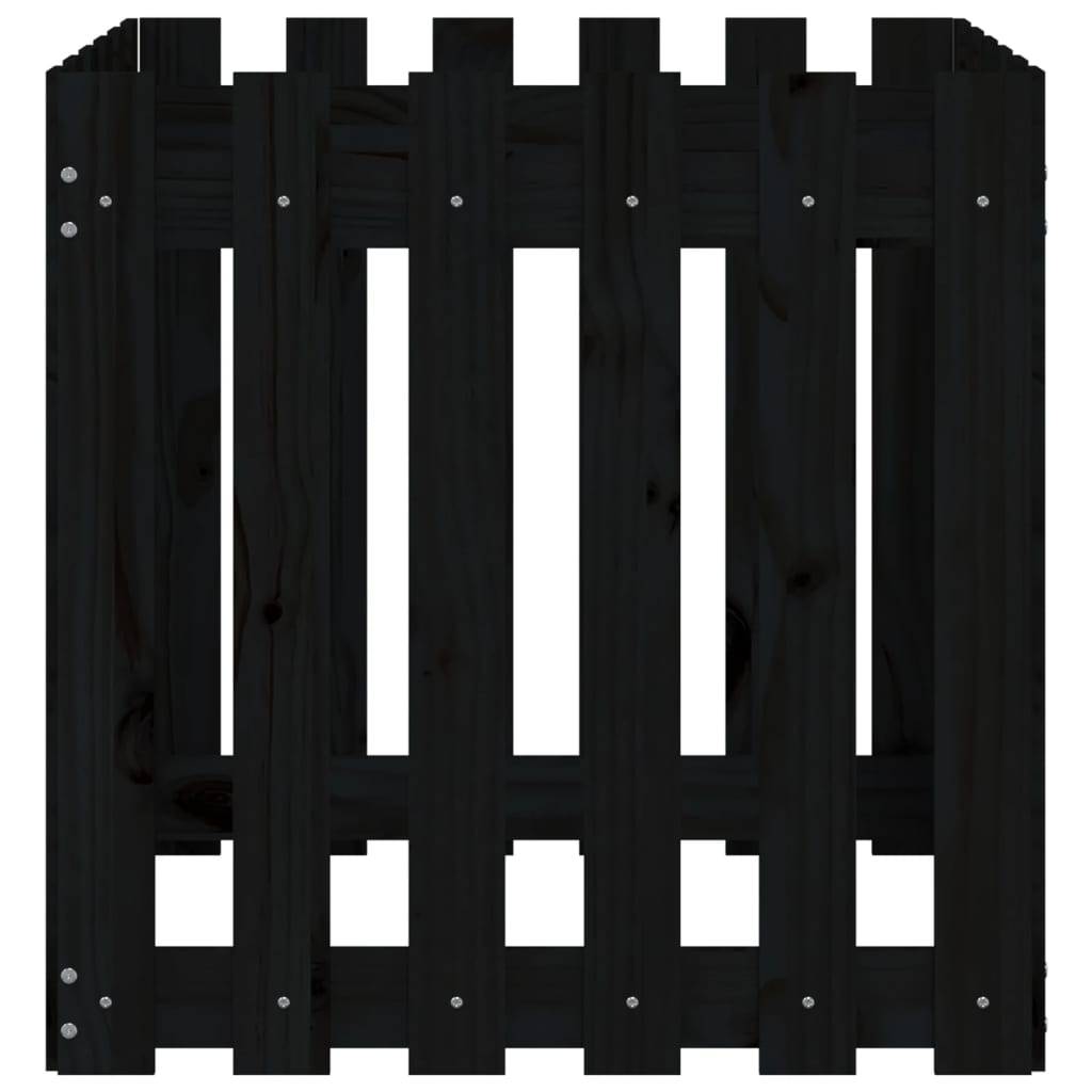 Maison Chic - Jardinière - Bac à fleurs - Pot de fleurs avec design de clôture noir 60x60x60 cm pin massif - Image 5