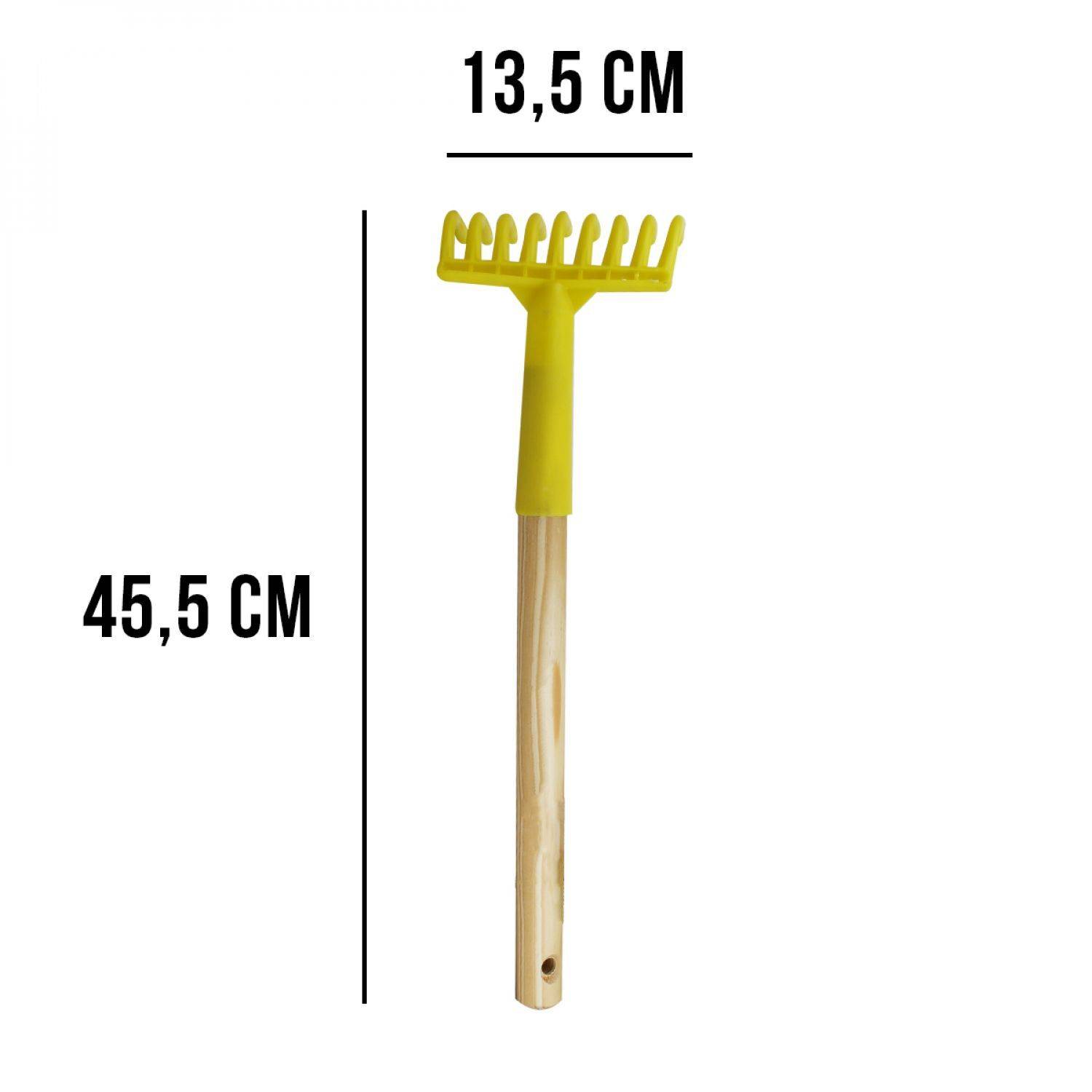 Peigne, râteau à olives 9 dents avec manche en bois 40 cm - Jaune - Linxor - Image 2
