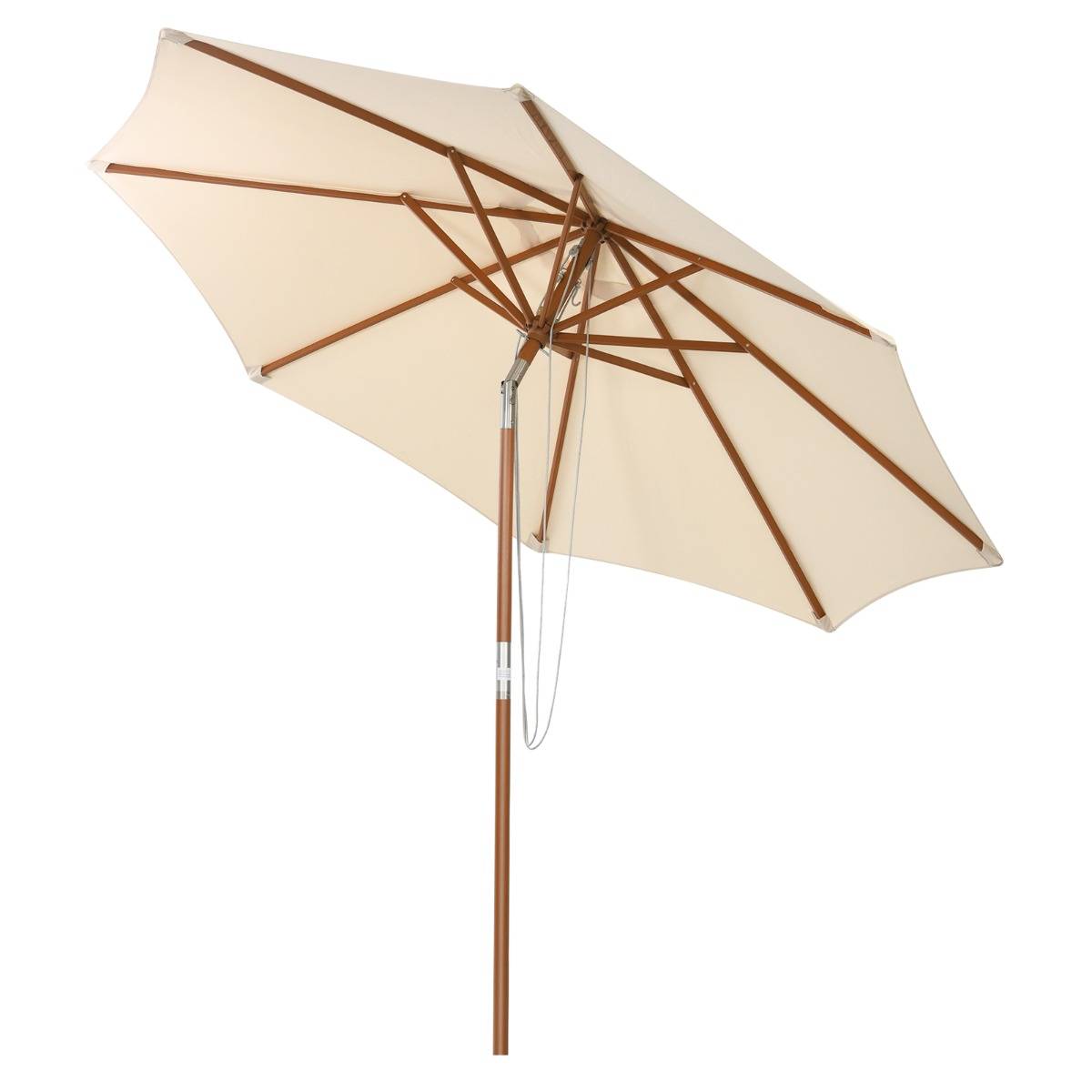 Parasol Inclinable Ø2,7m Toile Polyester Imperméable avec Cordon de Serrage 8 Baleines Ventilation pour Jardin Cour Beige MAISON CHIC - Image 1