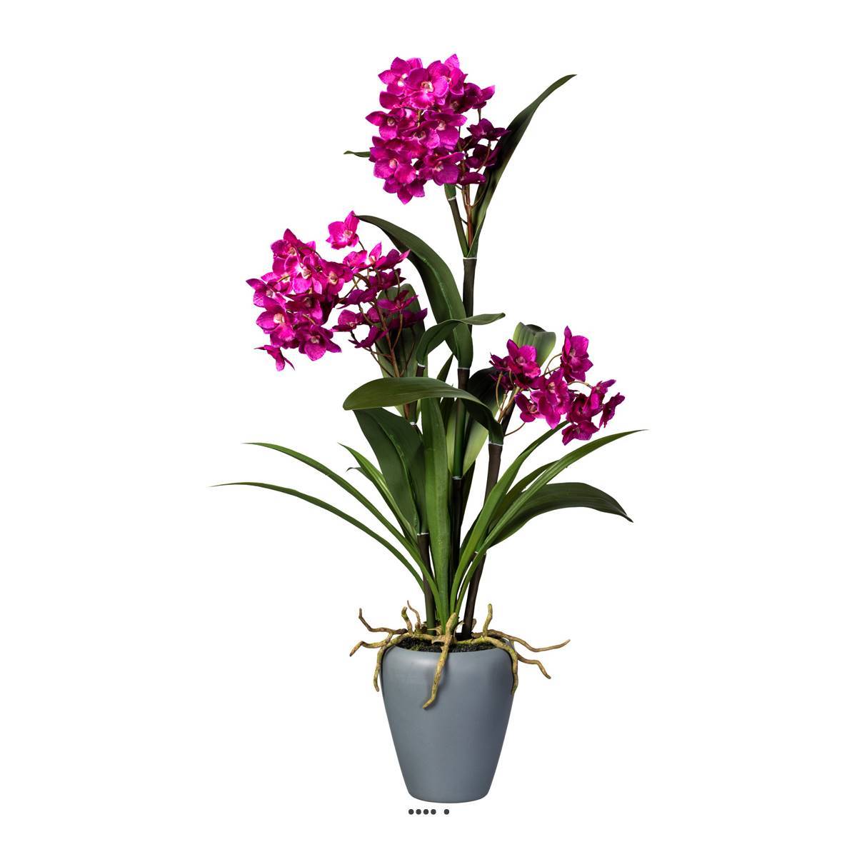 Artificielles - Orchidée Dendrobium factice 3 hampes vase céramique H70cmD40cm fushia - couleur: Rose fushia 730 - Image 1
