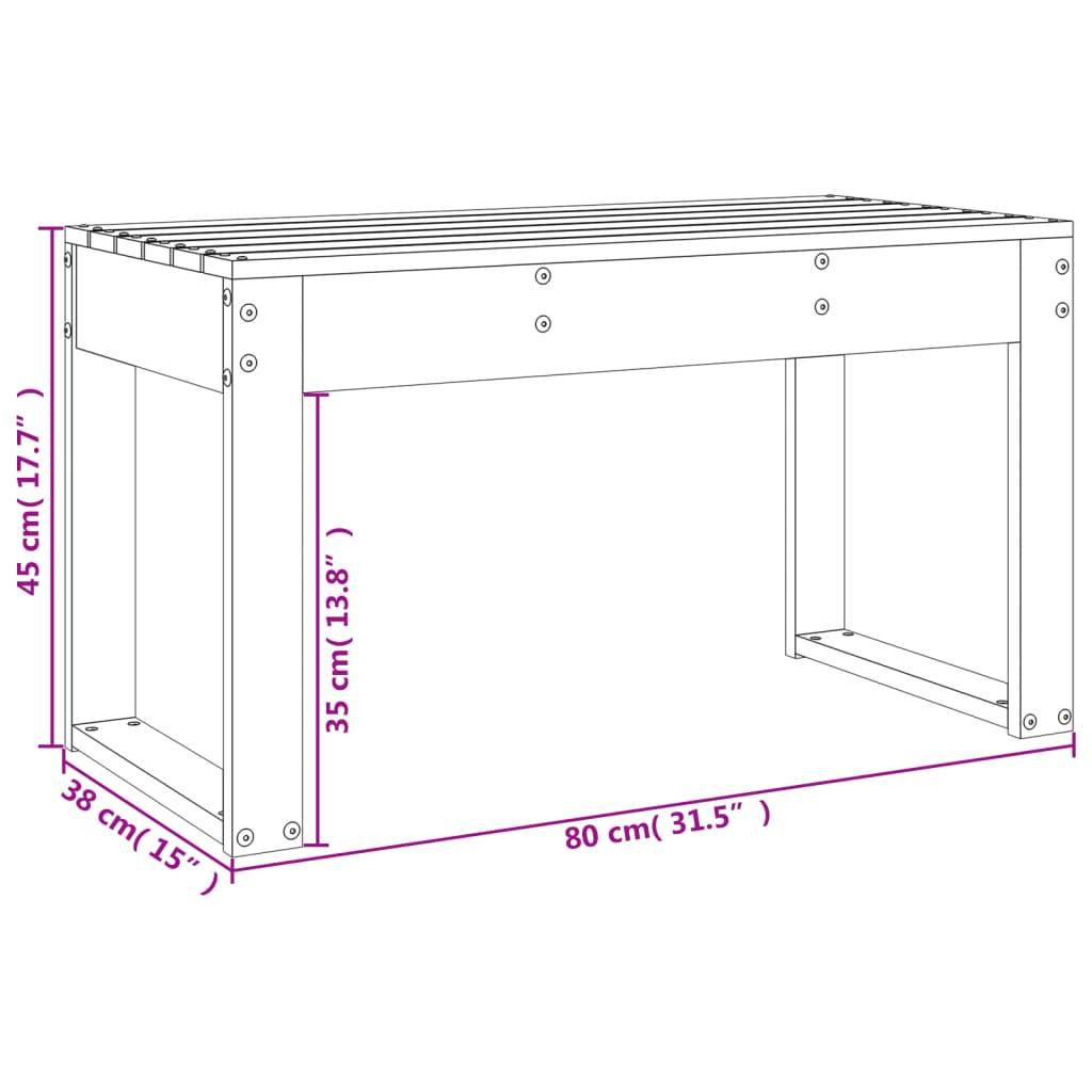Maison Chic - Banc de jardin - Banc d'extérieur - Banquette gris 80x38x45 cm bois massif de pin - Image 8