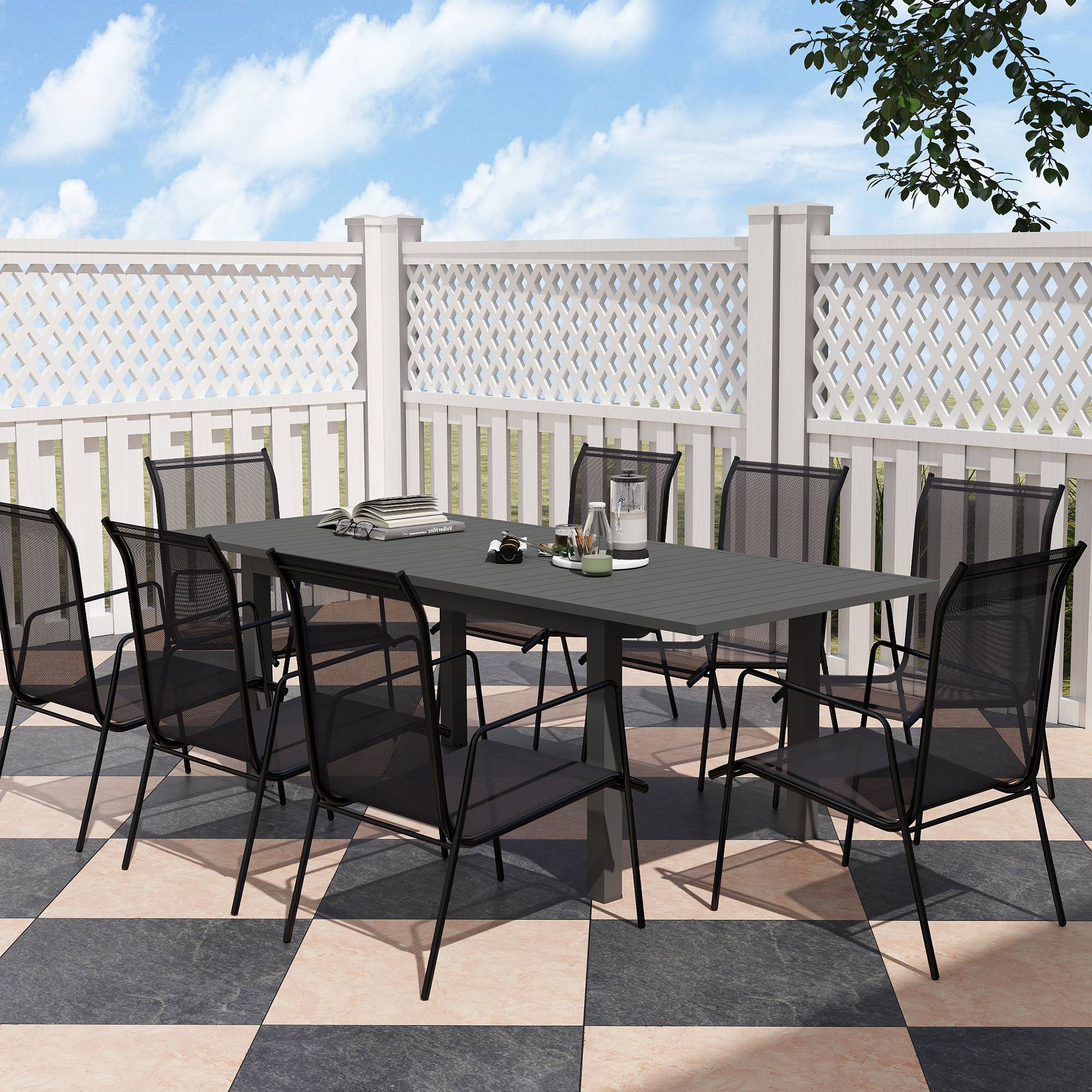 Table jardin aluminium extensible 160/220x90cm gris antidérapant, accueil 6 à 8 personnes - Image 8