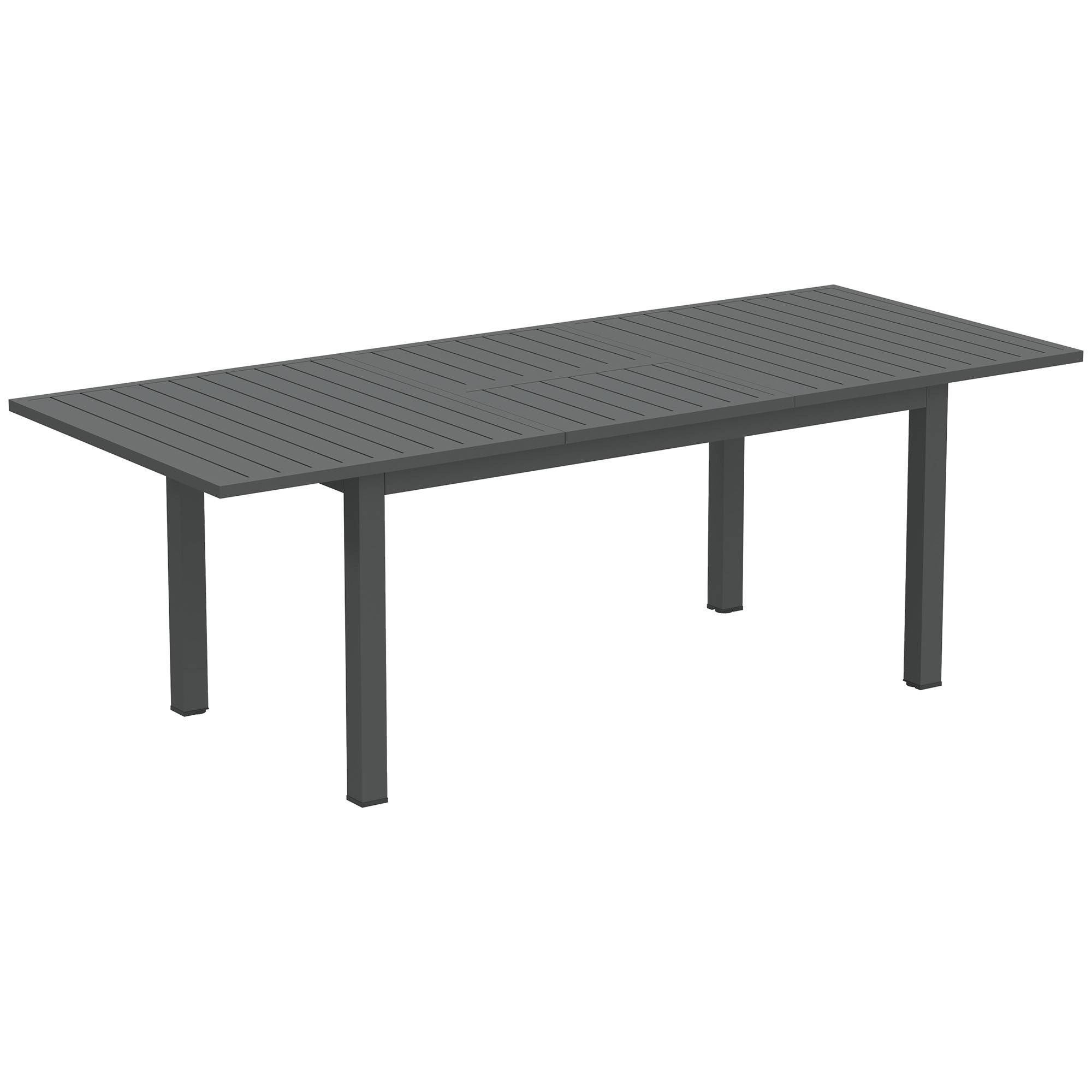 Table jardin aluminium extensible 160/220x90cm gris antidérapant, accueil 6 à 8 personnes - Image 1