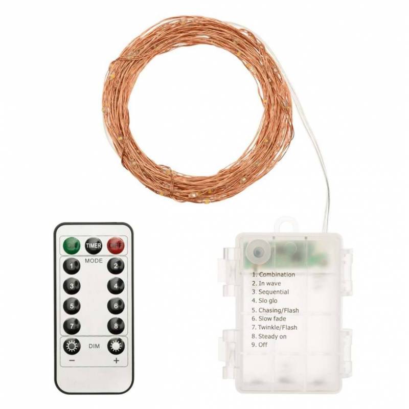 Lotti - Guirlande piles 10M 100 micro led bland chaud dimmable animée télécommande extérieur Lotti - Image 2