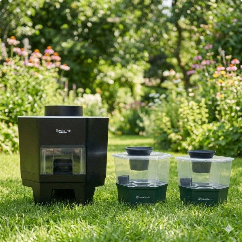 Master Trap - Pack anti‑moustiques jardin – HEXATRAP BY FAVEX - HexaTrap CO2 + 2 HexaCatch – Action extérieure – Gel attractif inclus 4 mois - Image 9