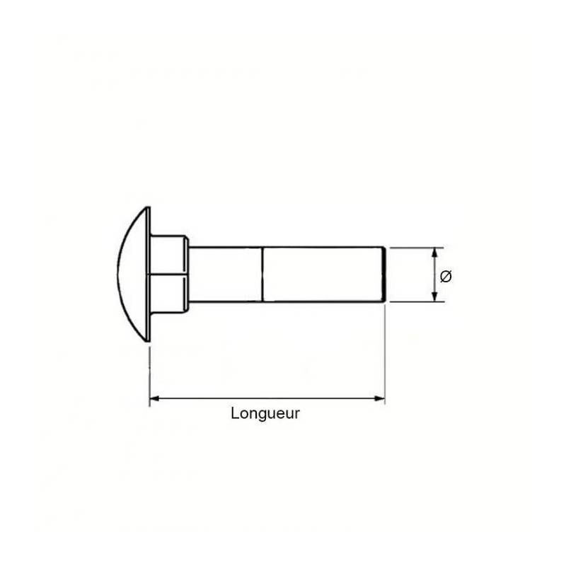 Boulon VISWOOD Tête ronde collet caré - AZ 4.8 - Ø10 x 200 mm - Boite de 25 - 50110200 - Image 2