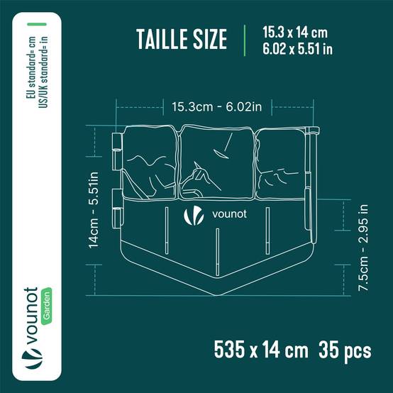 Bordure de jardin imitation pierre 5.35m gris - Hauteur 14cm - Clôture gazon décorative ultra résistant - Lot de 35 - VOUNOT® - Image 3