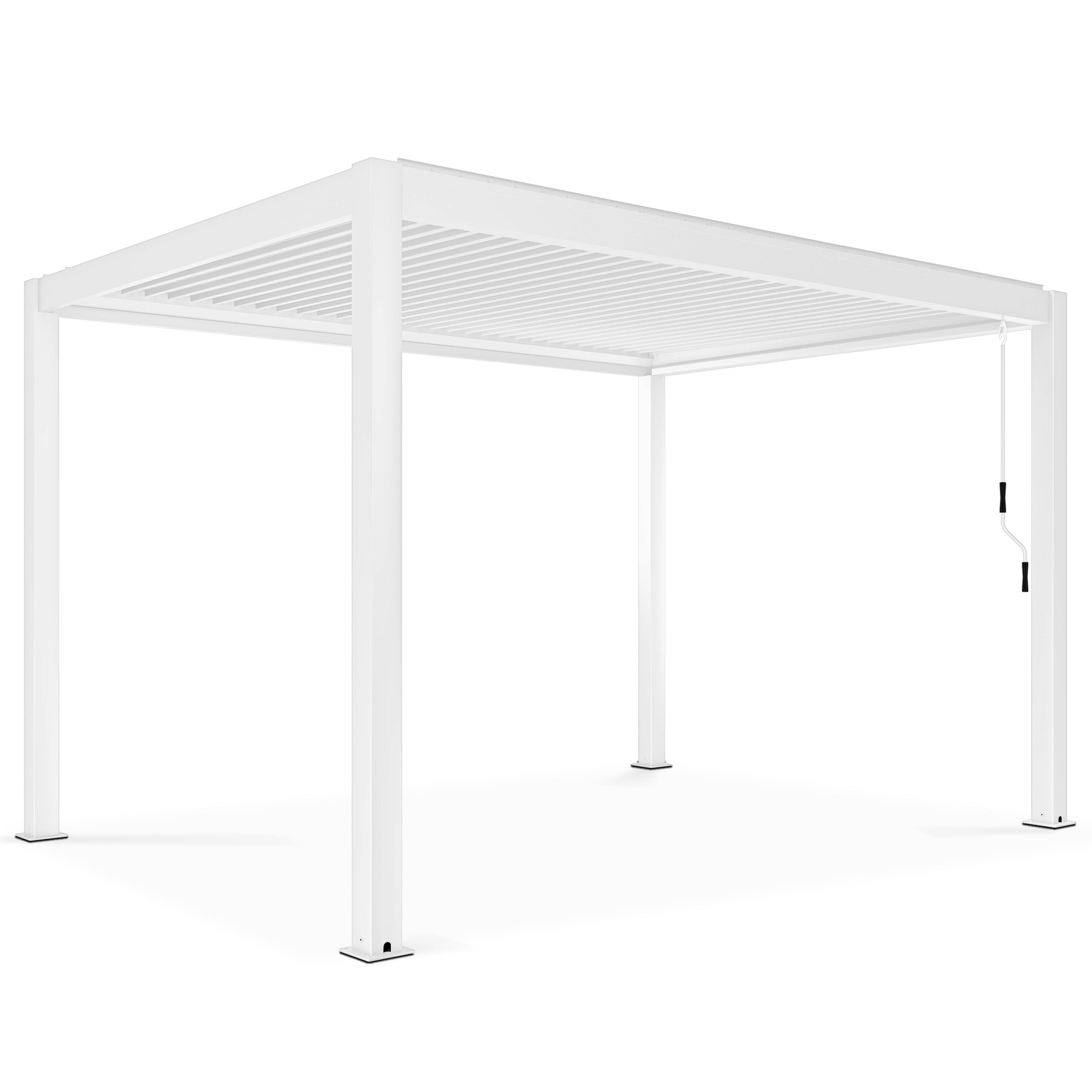Oviala - Pergola bioclimatique 3x4m autoportée avec 1 store 3,73 x 2,34 m blanc Athenes - Oviala - Image 6