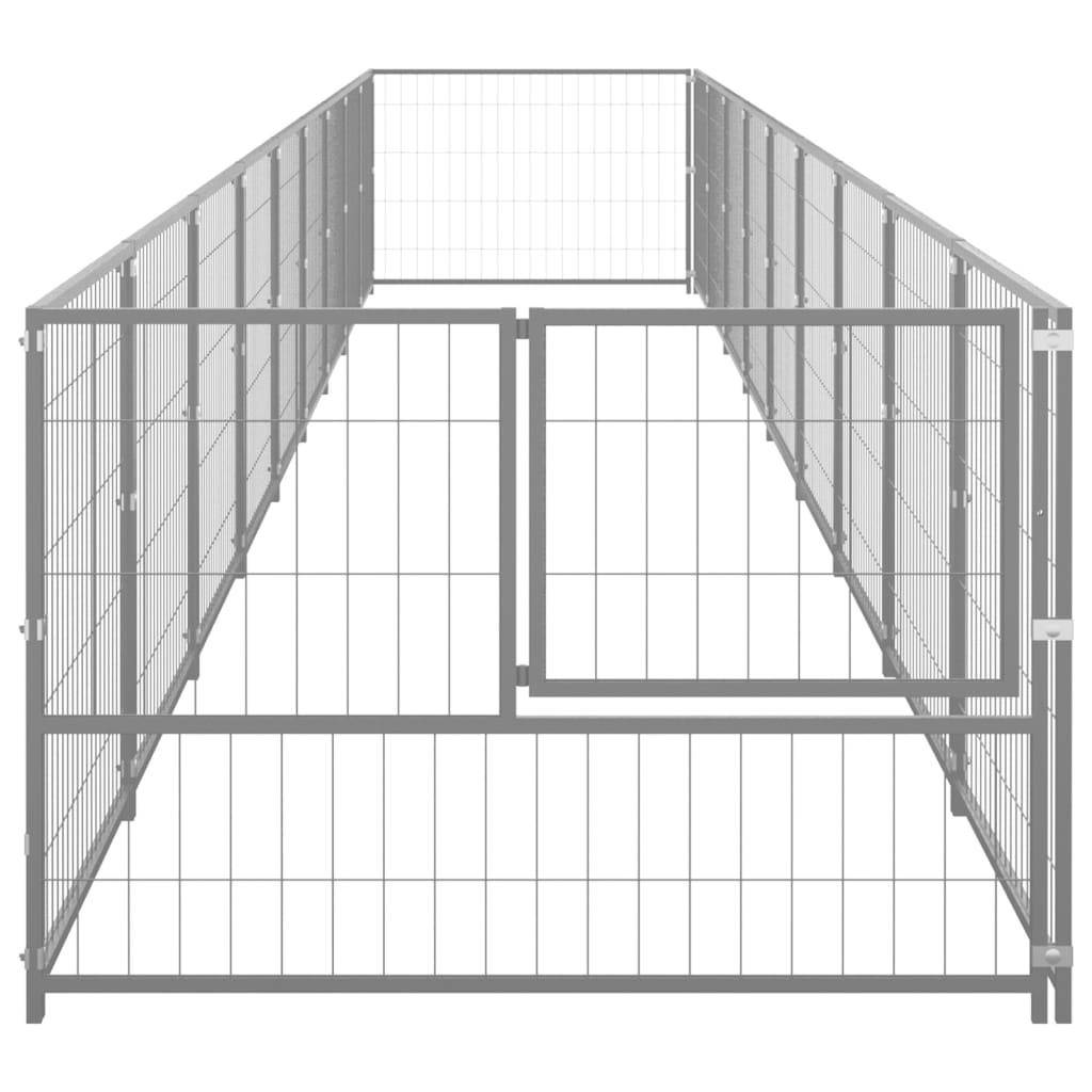 Helloshop26 - Chenil extérieur cage enclos parc animaux chien argenté 9 m² acier - Image 4