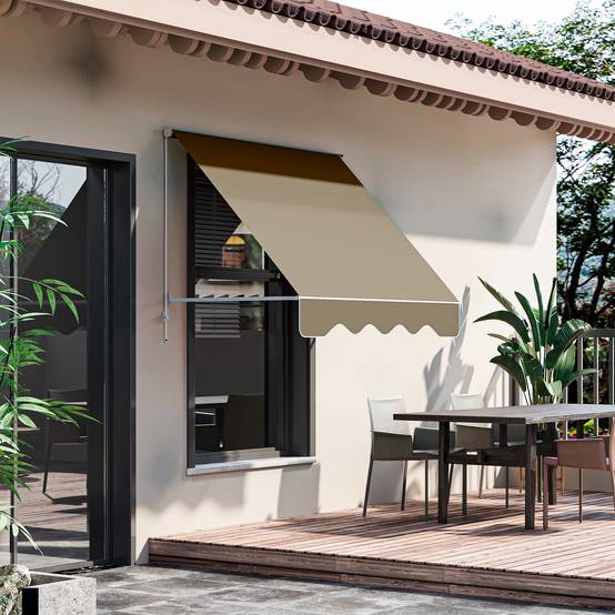 Store banne Manuel Inclinaison réglable Aluminium Polyester imperméabilisé 70L x 180l cm Beige - Image 3