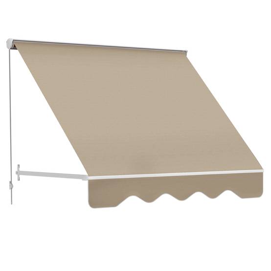 Store banne Manuel Inclinaison réglable Aluminium Polyester imperméabilisé 70L x 180l cm Beige - Image 1