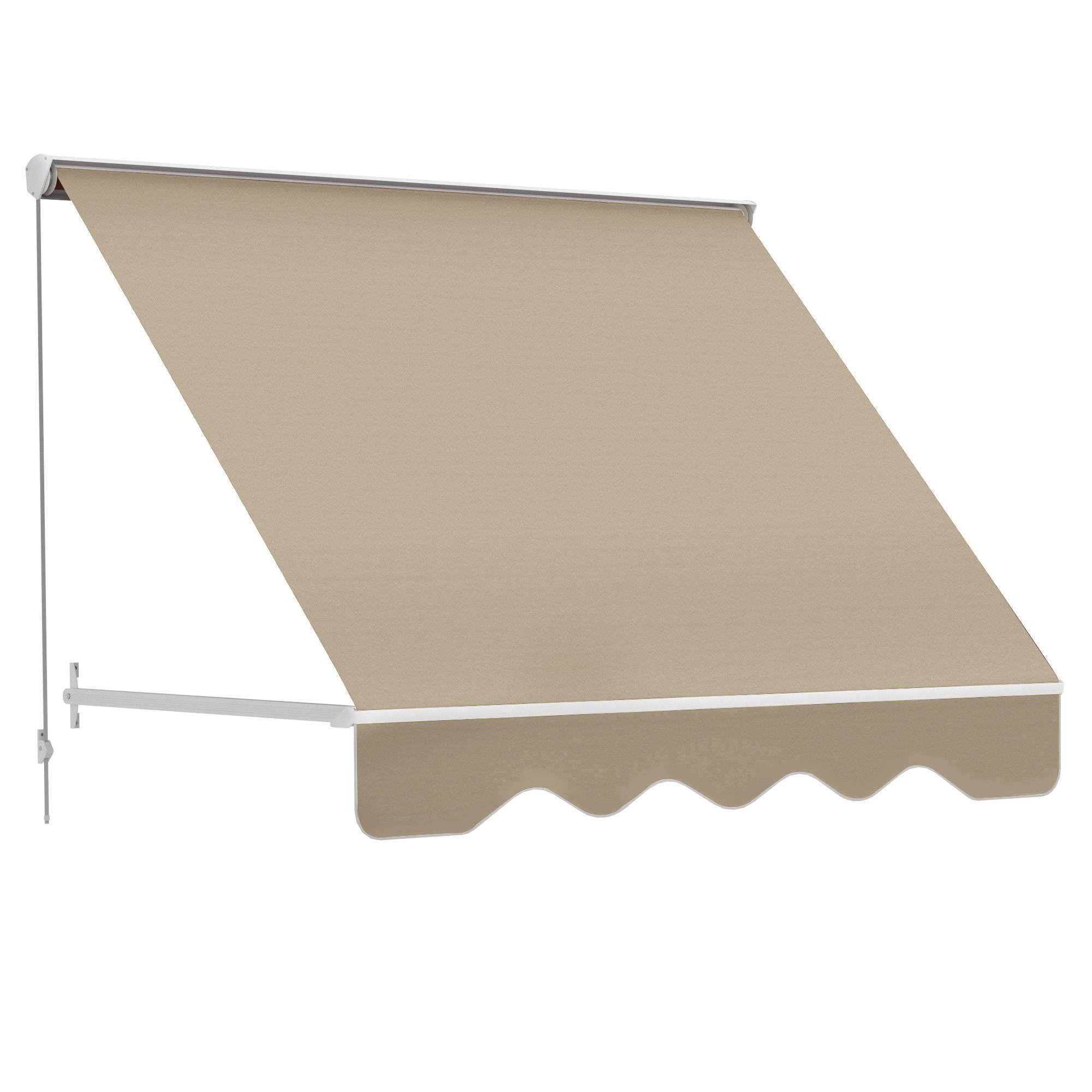 Store banne Manuel Inclinaison réglable Aluminium Polyester imperméabilisé 70L x 180l cm Beige - Image 1