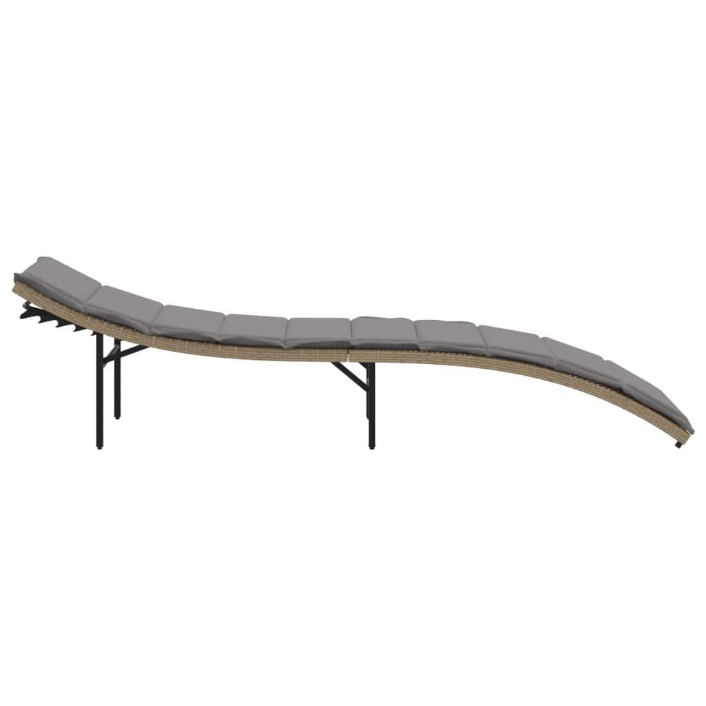 Maison Chic - Bain de soleil - Transat - Chaise longue avec coussin beige 55x199x50 cm résine tressée - MEUBLE PRO-JU6654 - Image 5