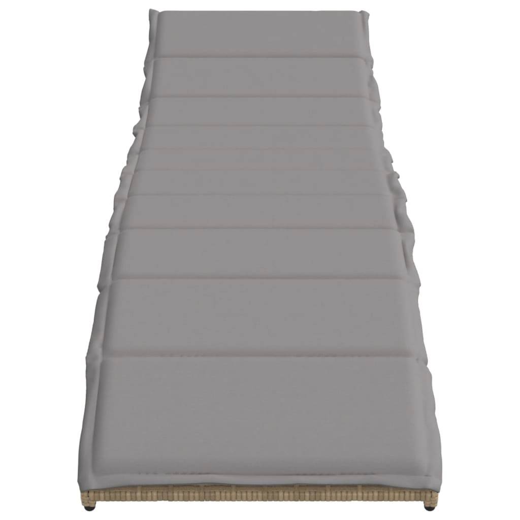 Maison Chic - Bain de soleil - Transat - Chaise longue avec coussin beige 55x199x50 cm résine tressée - MEUBLE PRO-JU6654 - Image 4