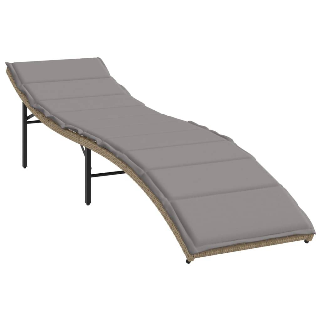 Maison Chic - Bain de soleil - Transat - Chaise longue avec coussin beige 55x199x50 cm résine tressée - MEUBLE PRO-JU6654 - Image 1