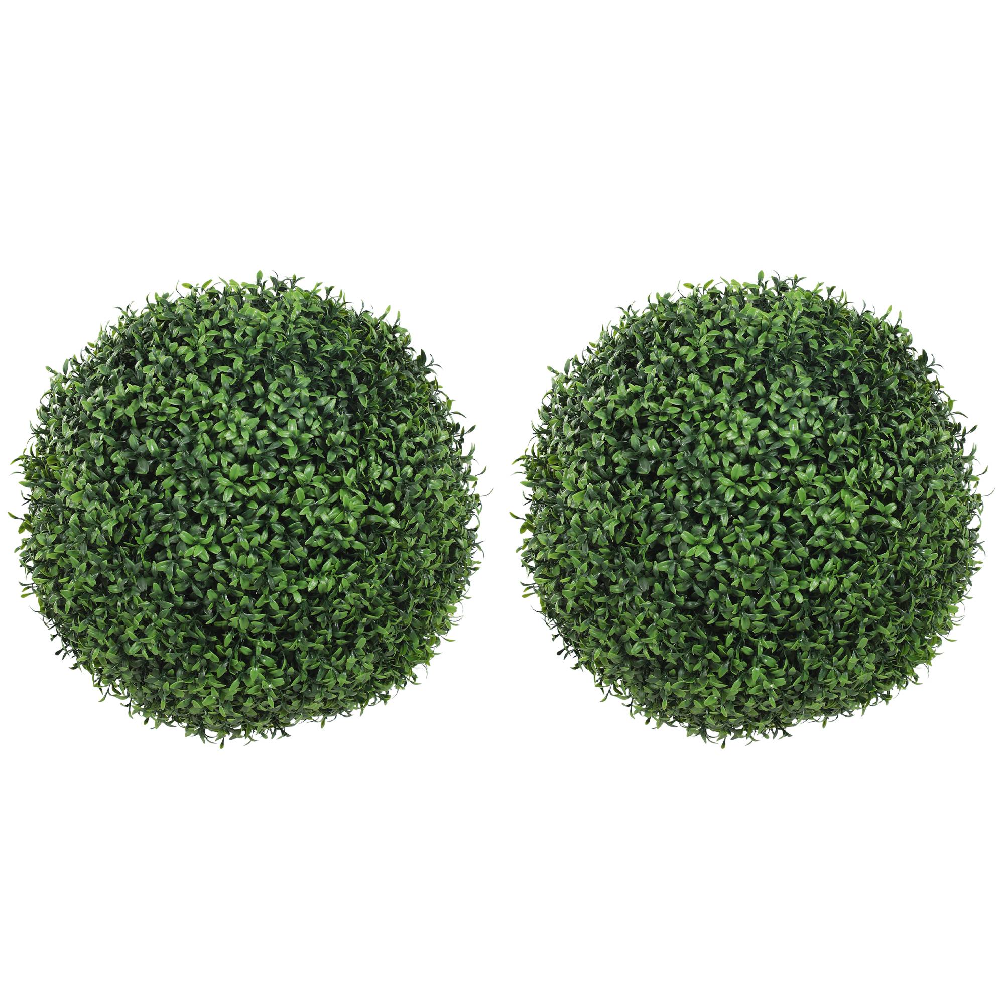 Lot de 2 boules de buis artificielles en pot, résistantes aux UV, 42 cm, pour décoration intérieure/extérieure - Image 2