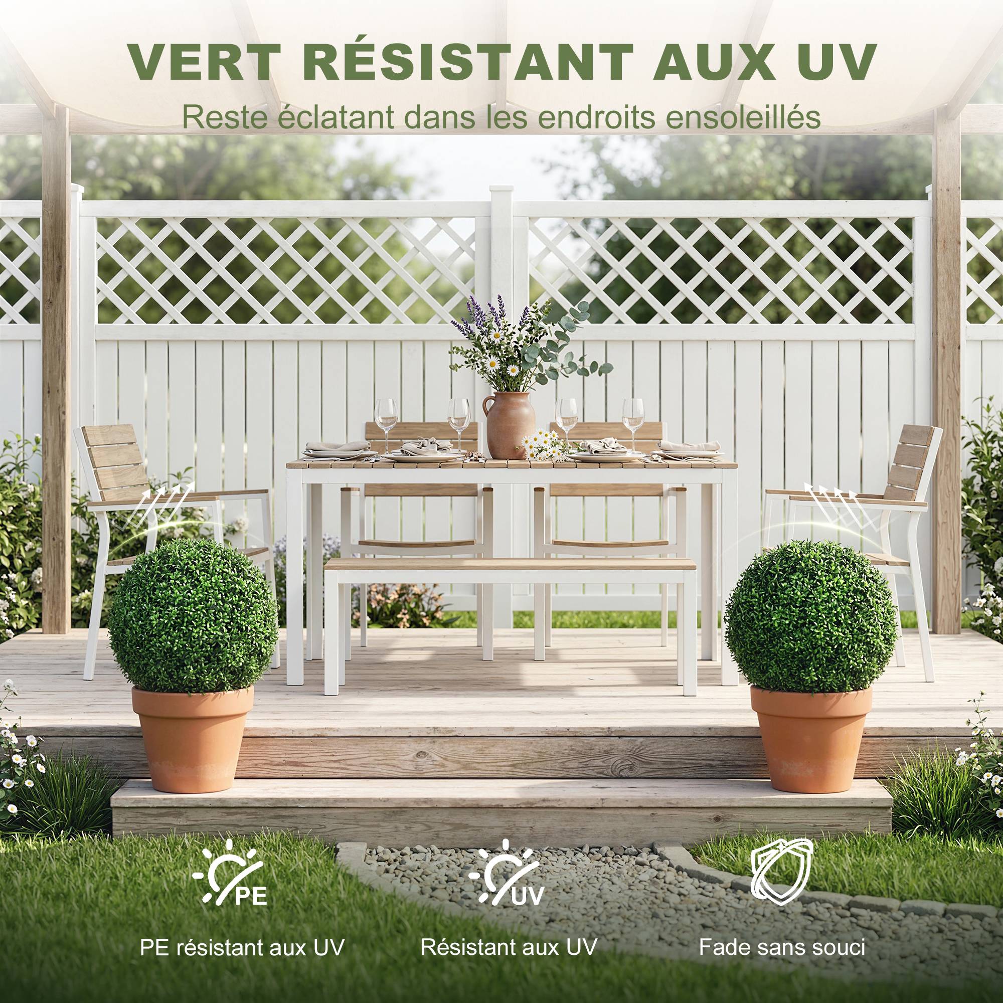Lot de 2 boules de buis artificielles en pot, résistantes aux UV, 42 cm, pour décoration intérieure/extérieure - Image 7