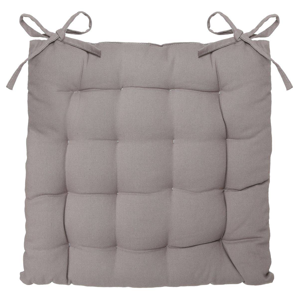 Lot de 6 Galettes de chaise en Coton Gris 38 x 38 cm - Image 3