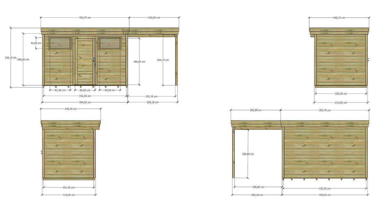 Abri Français - ABRI DE JARDIN bois autoclave 27mm - 5,44x2,14m / 12m2 - Bac acier - Plancher bois - Image 4