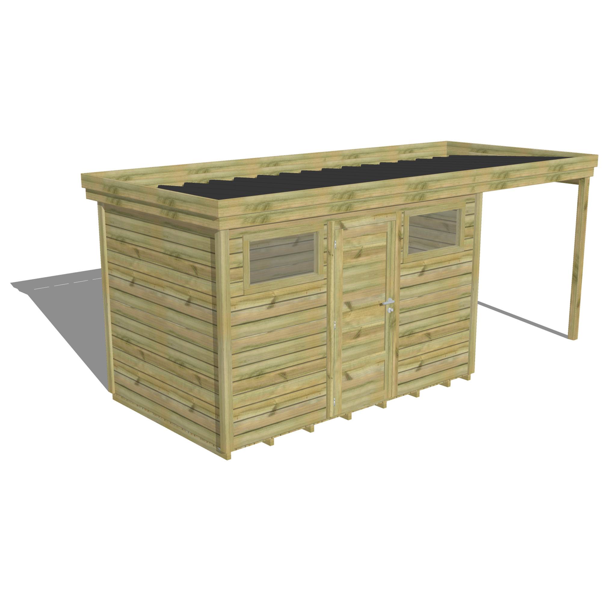 Abri Français - ABRI DE JARDIN bois  autoclave 27mm - 5,44x2,14m / 12m2 - Bac acier - Plancher bois