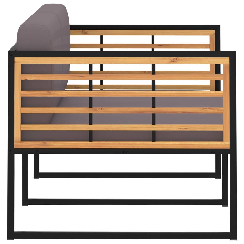 Helloshop26 - Banc de jardin meuble de patio d'extérieur terrasse avec coussins 136 x 70 x 62 cm bois d'acacia gris foncé - Image 3