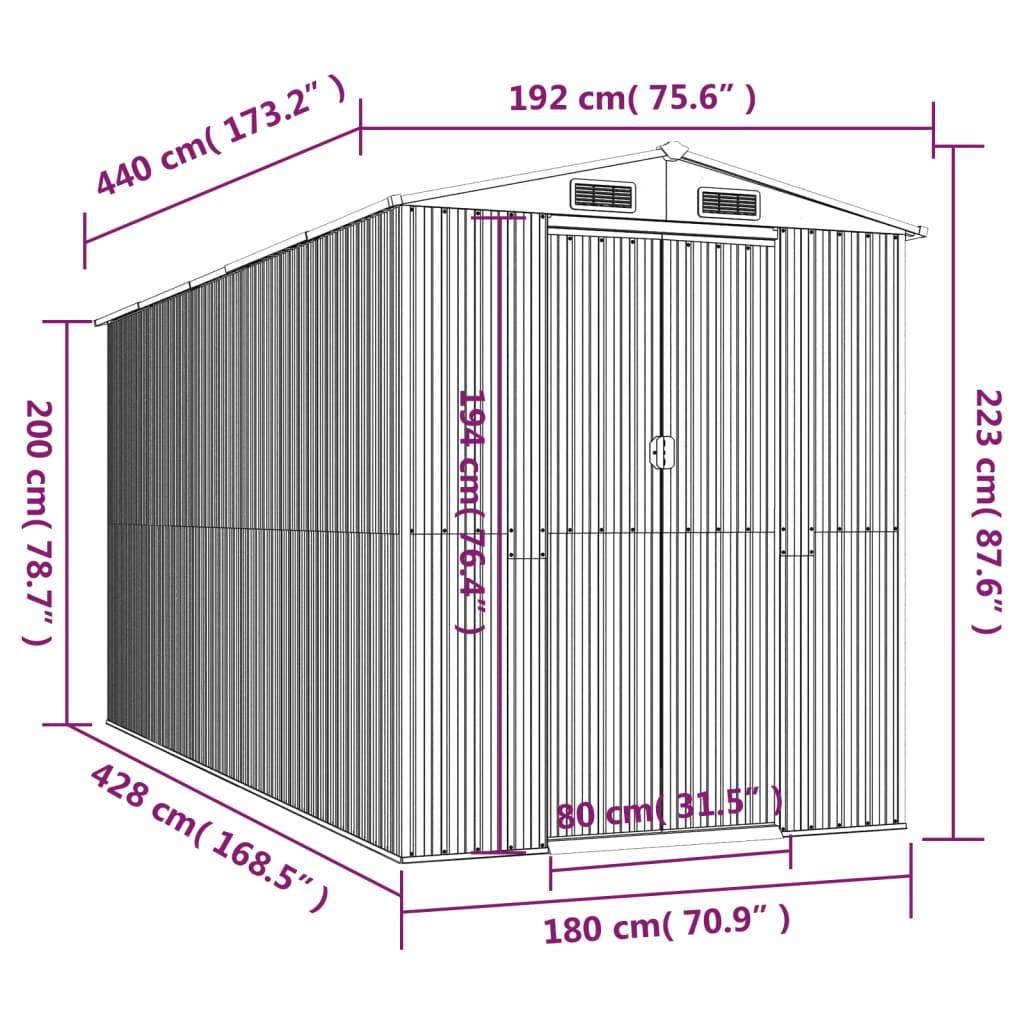 Vidaxl - Abri de jardin Anthracite 192x440x223 cm Métal galvanisé 8.4m² vidaXL 3147452 - Image 3