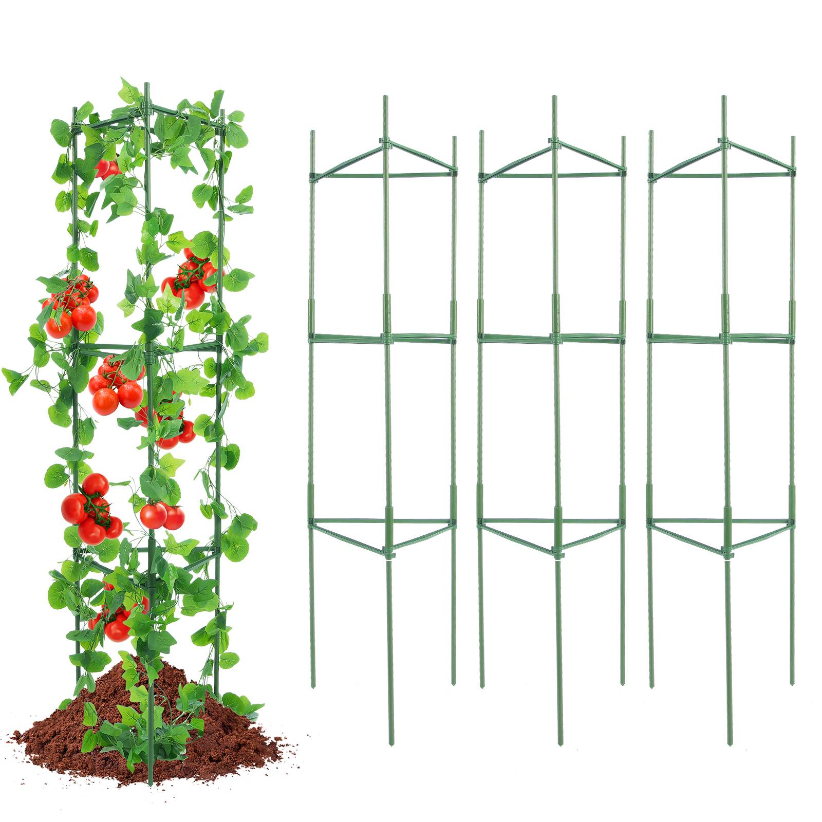 VEVOR Lot 6 cages tomates 122cm, support plantes, treillis, empilable, jardin, légumes. - Image 1