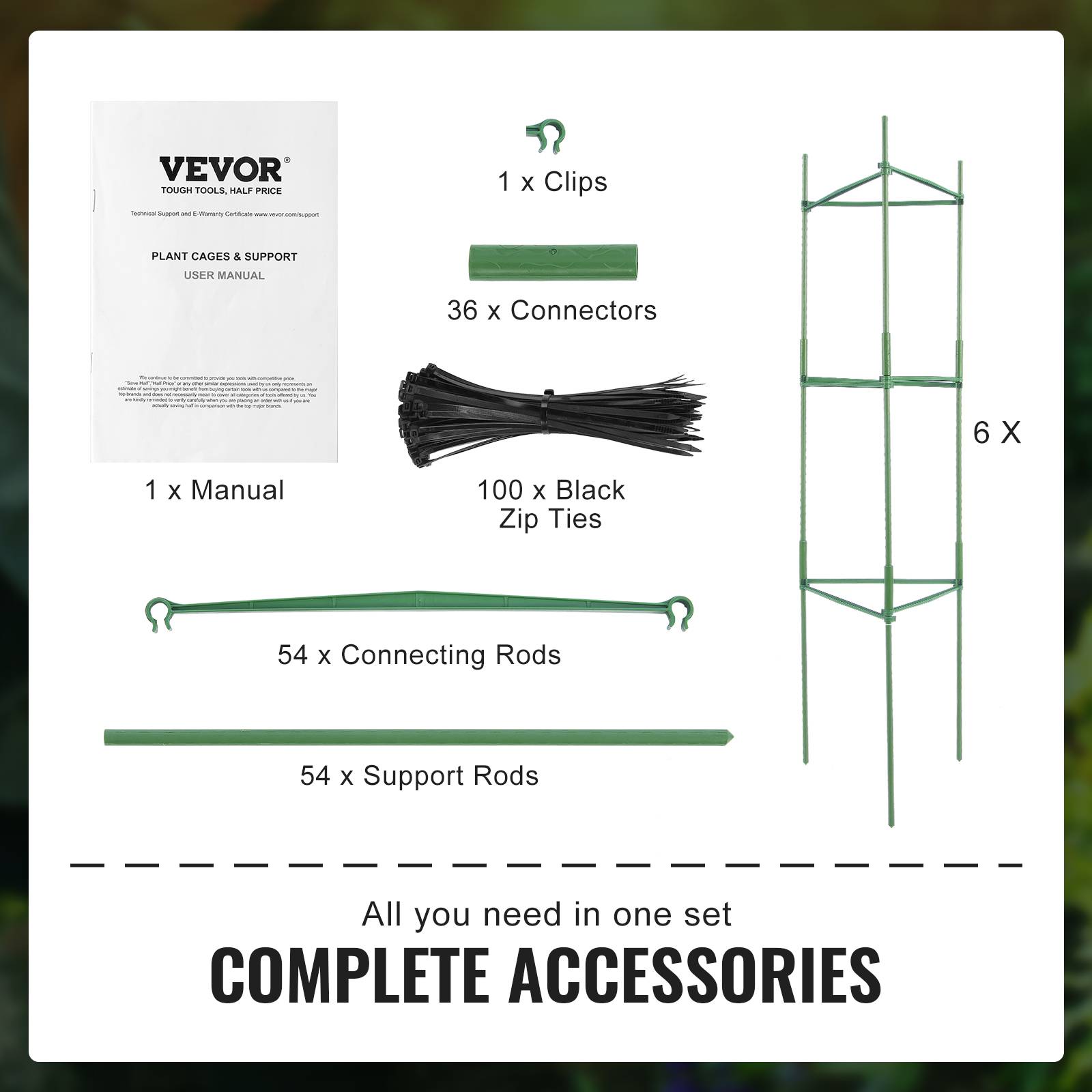 VEVOR Lot 6 cages tomates 122cm, support plantes, treillis, empilable, jardin, légumes. - Image 5