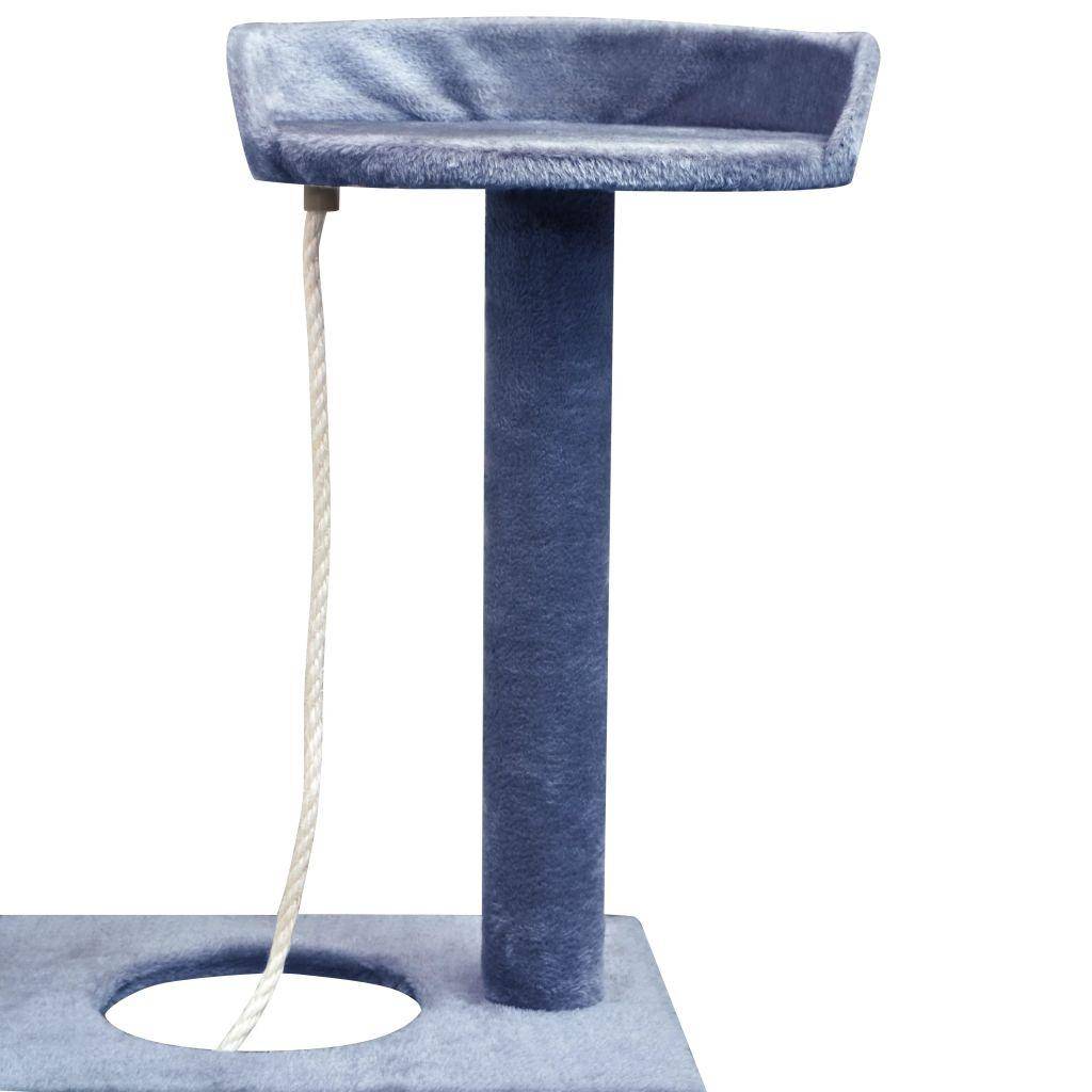 Helloshop26 - Arbre à chat griffoir grattoir niche jouet animaux peluché en sisal 150 cm bleu foncé - Image 4