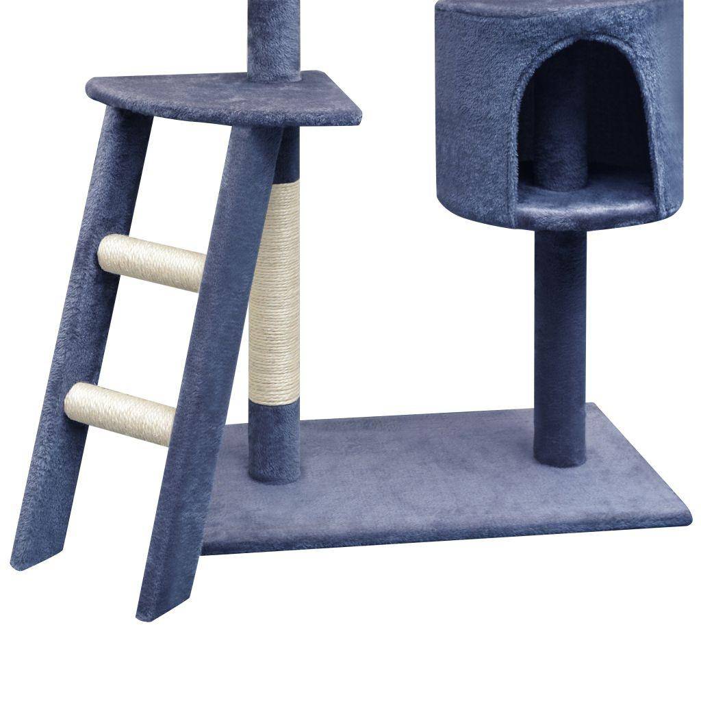 Helloshop26 - Arbre à chat griffoir grattoir niche jouet animaux peluché en sisal 150 cm bleu foncé - Image 3