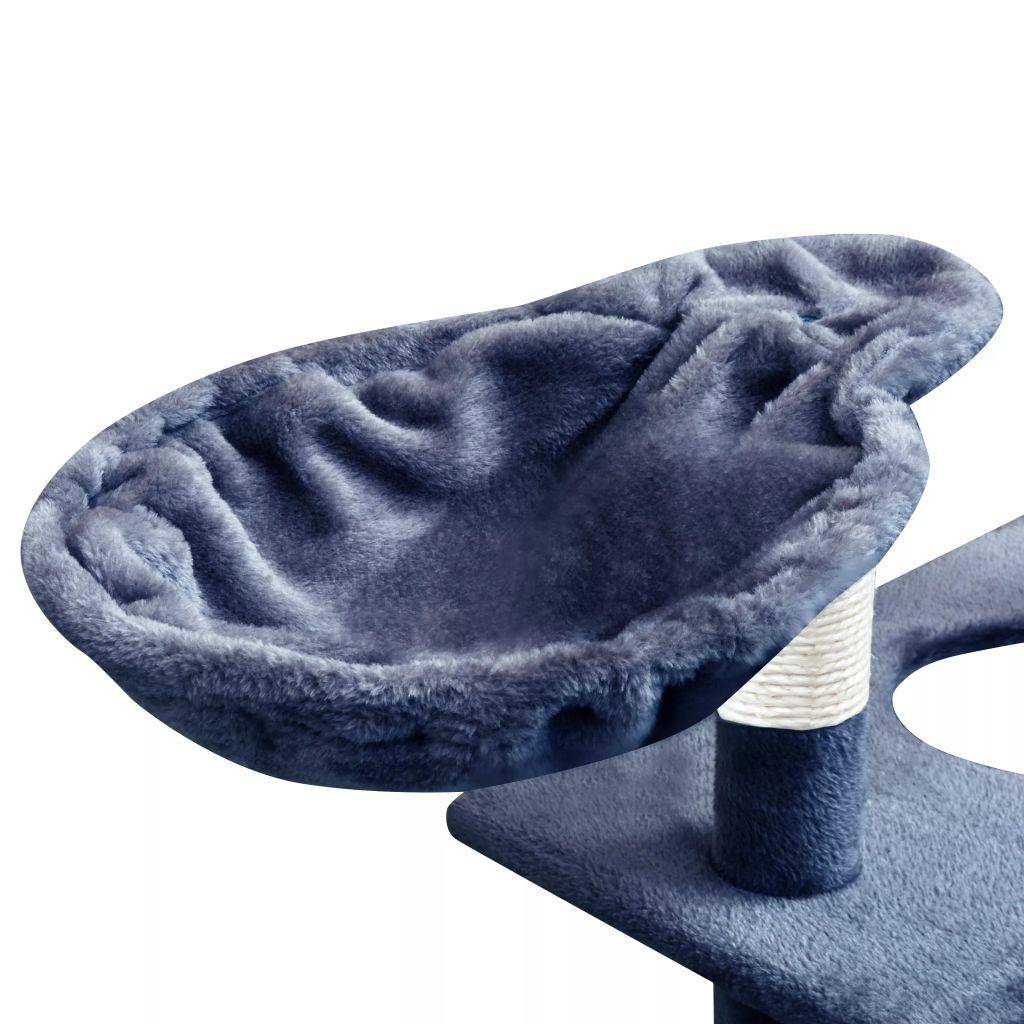 Helloshop26 - Arbre à chat griffoir grattoir niche jouet animaux peluché en sisal 150 cm bleu foncé - Image 5