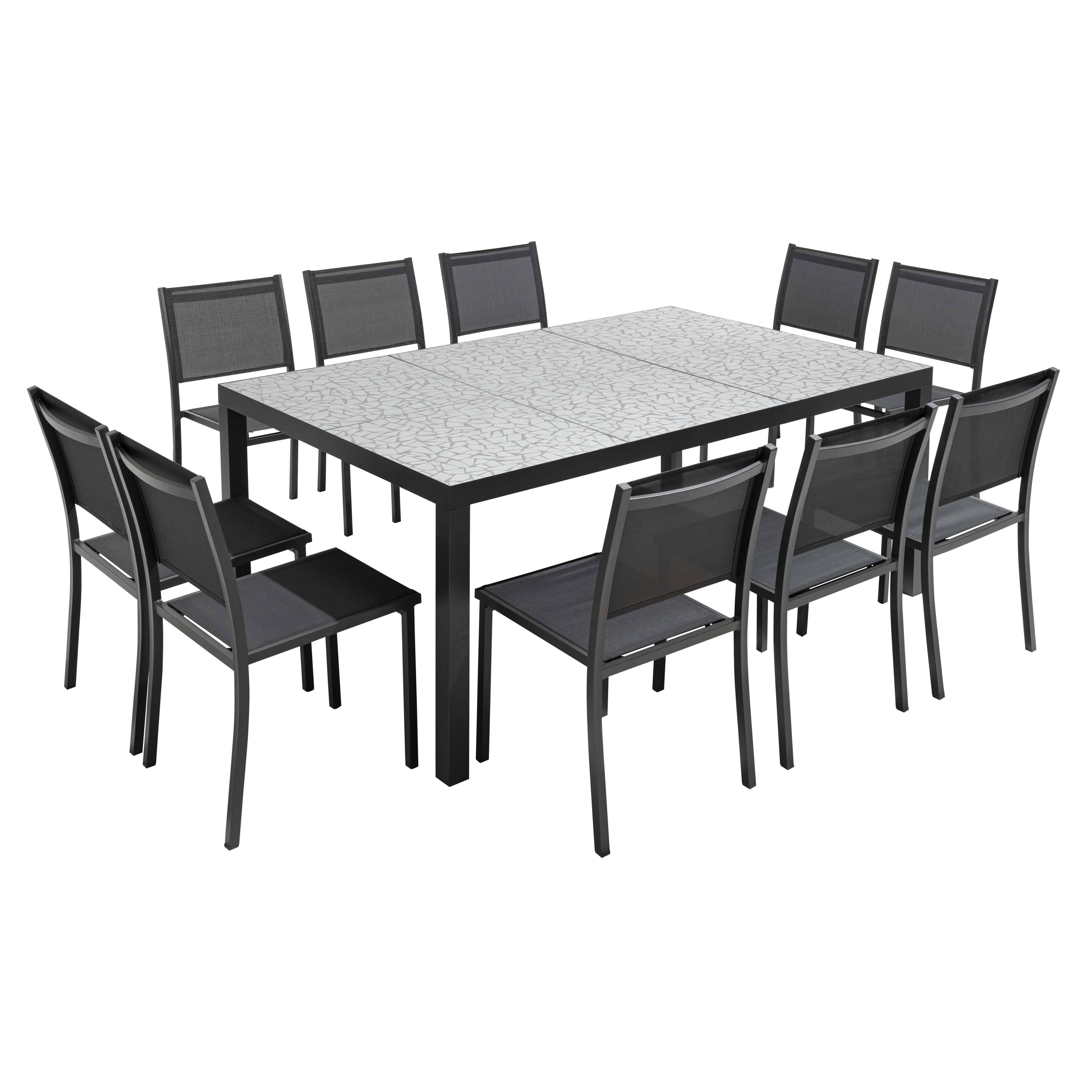 Oviala - Ensemble table de jardin en céramique effet mozaic avec 10 chaises
Tivoli - Oviala - Image 1