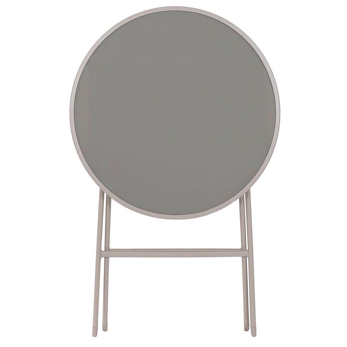 ALTOBUY - Table Pliante de Jardin Ronde Beige en Métal et Verre Trempé - SOHAN - Image 3
