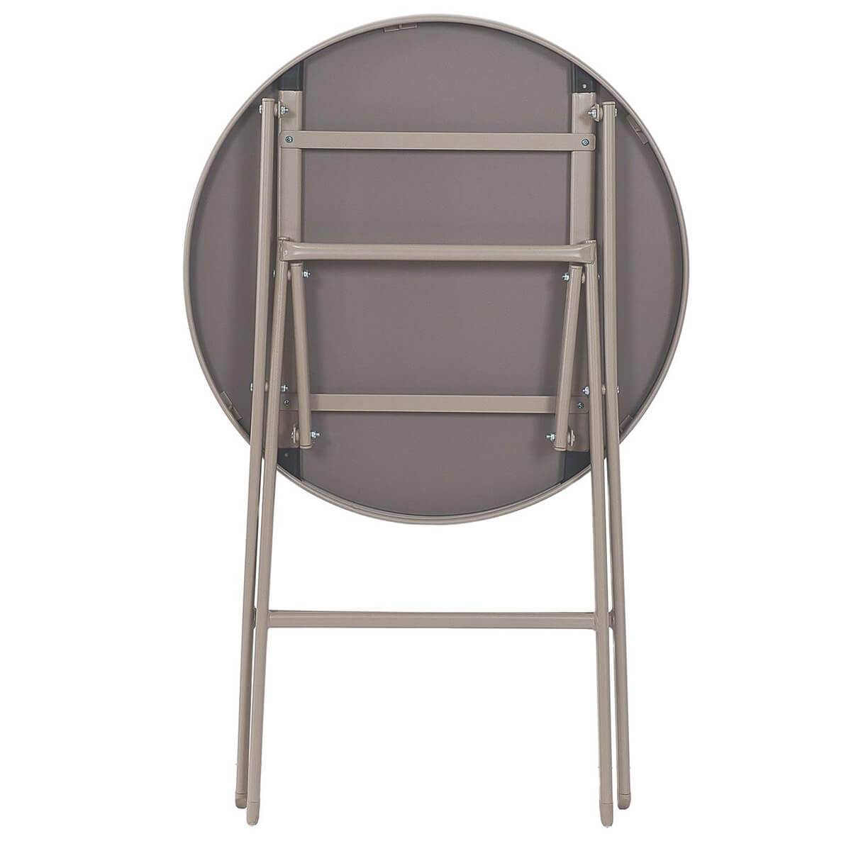 ALTOBUY - Table Pliante de Jardin Ronde Beige en Métal et Verre Trempé - SOHAN - Image 4