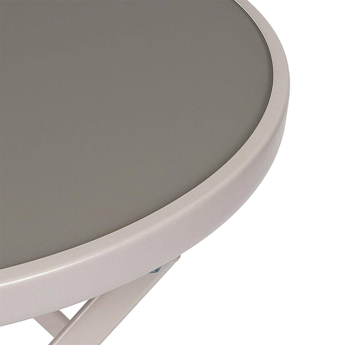 ALTOBUY - Table Pliante de Jardin Ronde Beige en Métal et Verre Trempé - SOHAN - Image 5