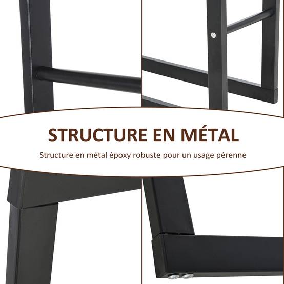 Range bûches Etagère porte bois de cheminée porte-bûches intérieur et extérieur charge max. 100 Kg dim. 40L x 25l x 100H cm métal noir - Image 8