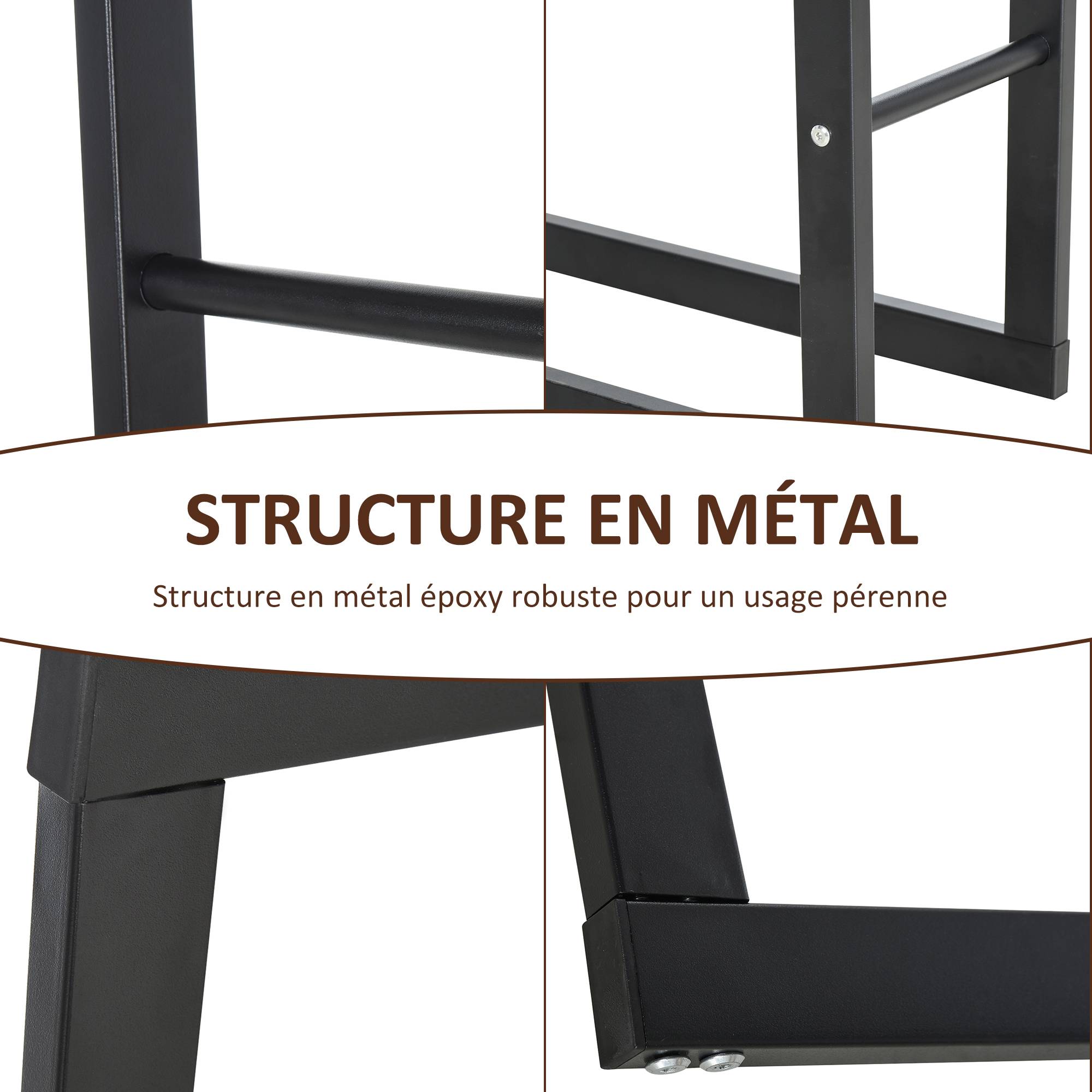 Range bûches Etagère porte bois de cheminée porte-bûches intérieur et extérieur charge max. 100 Kg dim. 40L x 25l x 100H cm métal noir - Image 8