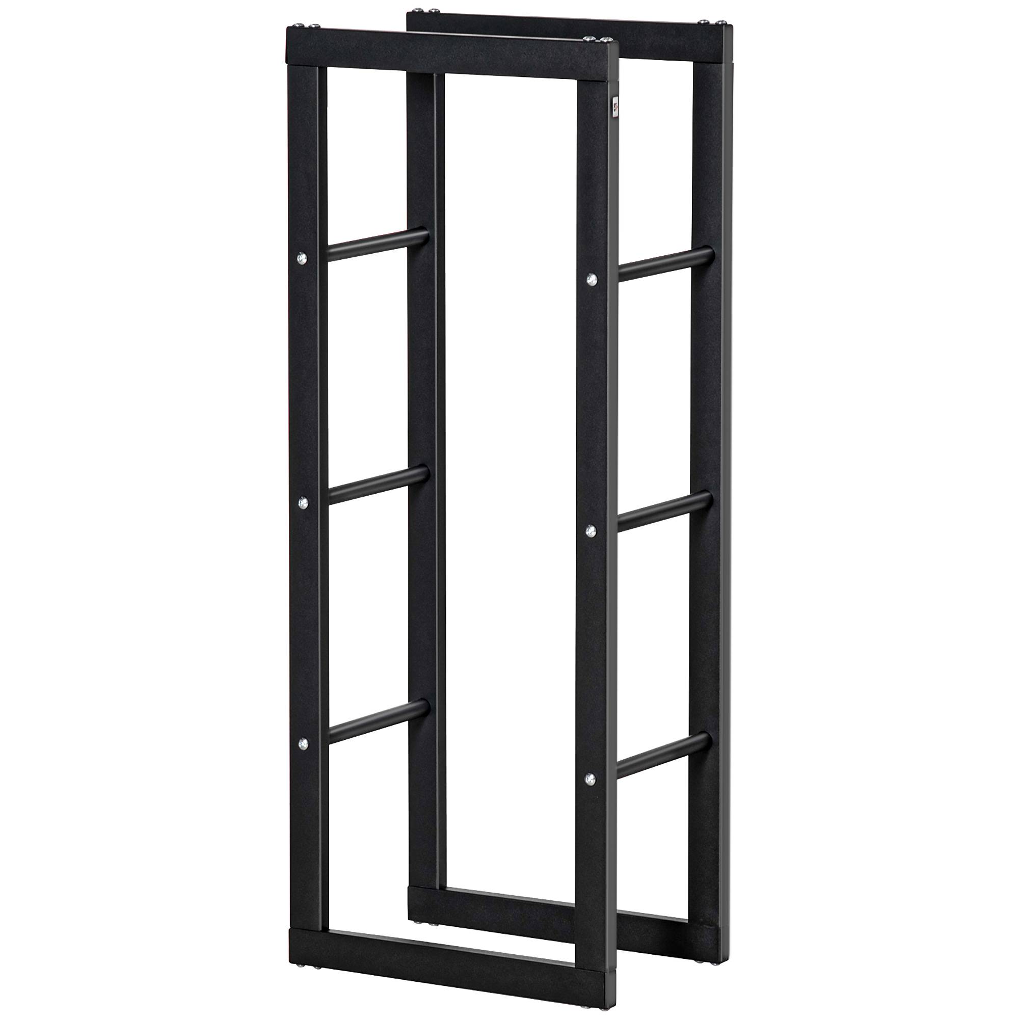 Range bûches Etagère porte bois de cheminée porte-bûches intérieur et extérieur charge max. 100 Kg dim. 40L x 25l x 100H cm métal noir - Image 2